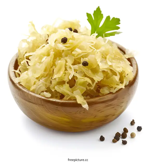 Sauerkraut in wooden bowl