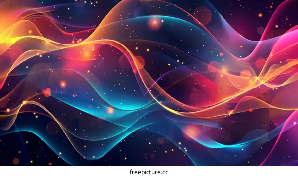 Abstract Colorful Wave with Light Dots