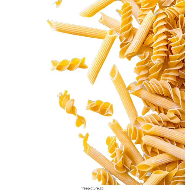 [Transparent Background PNG]Closeup of Various Pasta Shapes on a transparent background