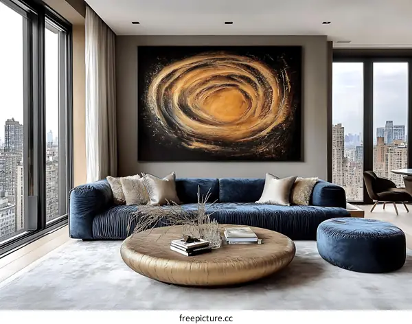 Modern Living Room with Artistic Accent Wall