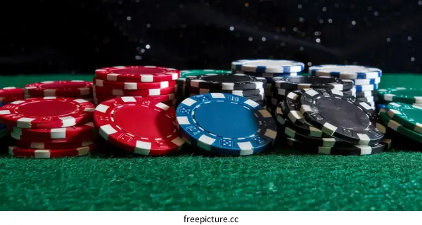 Stacks of Casino Chips on a Dark Background