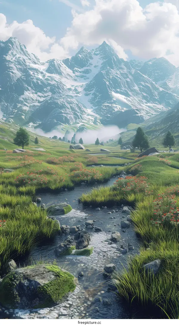 Majestic Mountain Valley with Flowing River