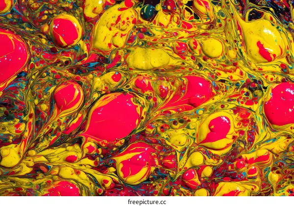 Abstract Colorful Paint Swirls and Bubbles