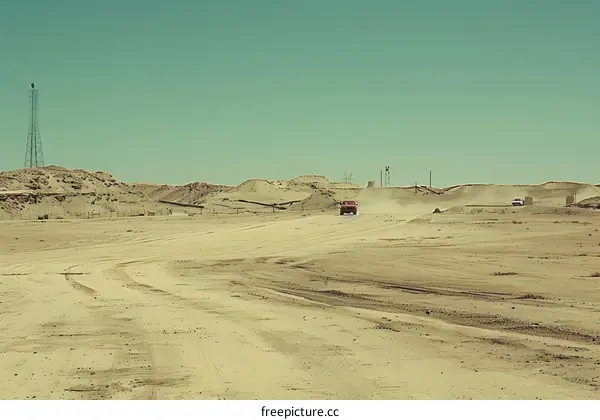Desert Landscape with a Red Truck