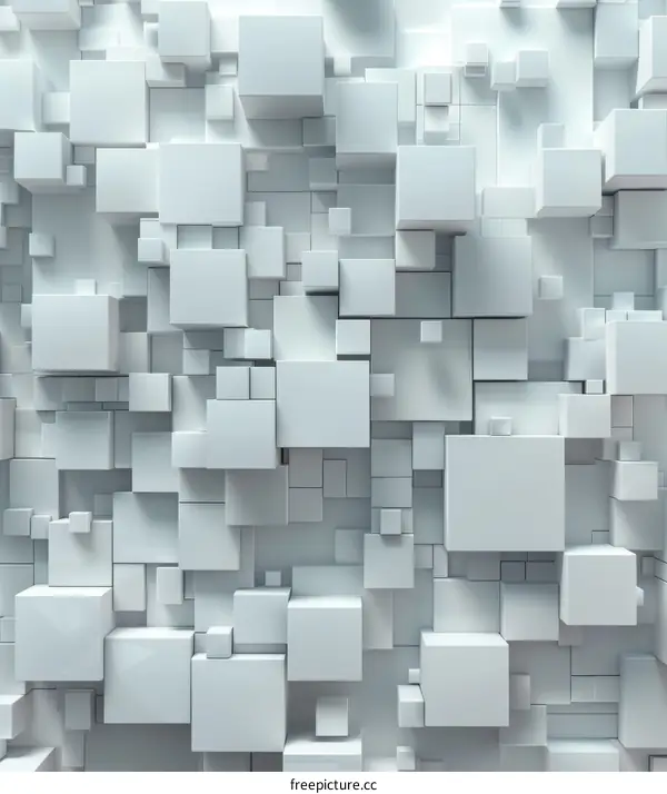 Dynamic 3D Illustration of Random White Cubes