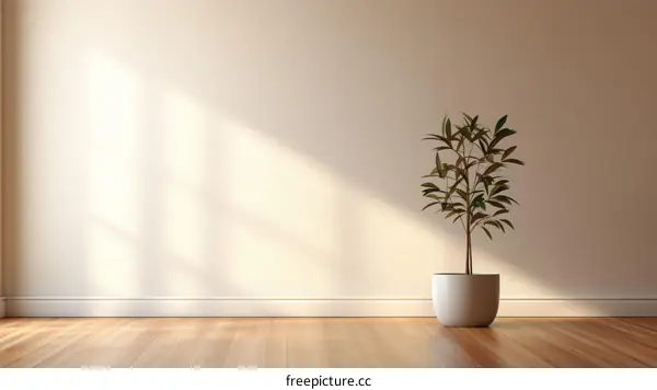 Sunlight shining through a window onto a potted plant