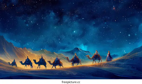Three Wise Men Journey to See Baby Jesus