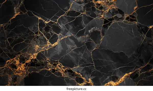 Elegant Black and Gold Marble Texture Background