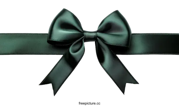 [Transparent Background PNG]Dark Green Satin Ribbon Bow with Ribbon