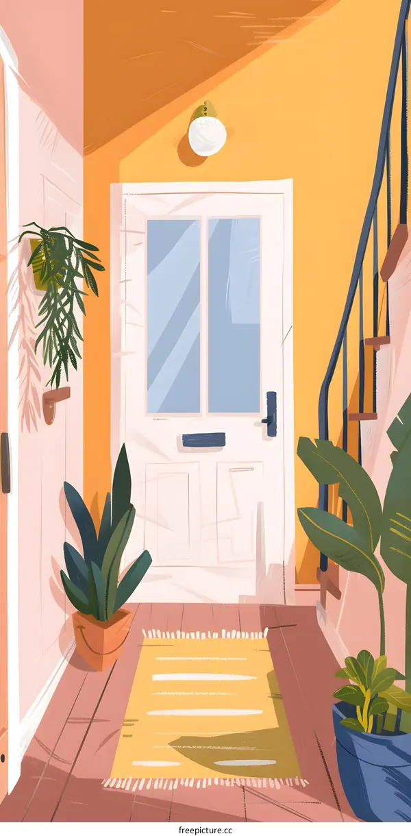 Yellow Doorway With Plants
