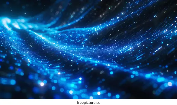 Blue and black background with bright blue light streaks