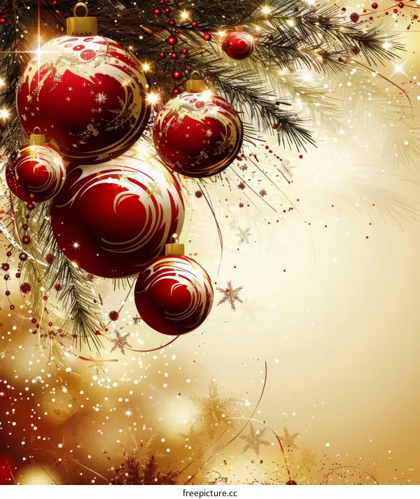 Gleaming Golden Christmas Ball Embellished with Snowflakes