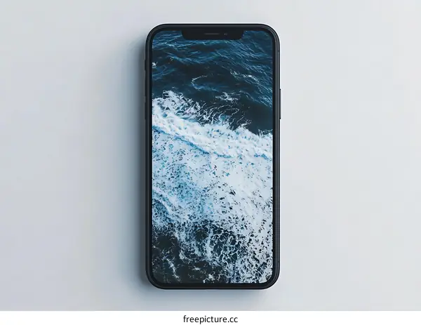 Black Phone With Ocean Waves Wallpaper