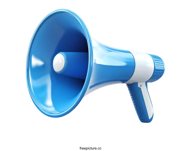 [Transparent Background PNG]Blue Megaphone Illustration for Public Announcement