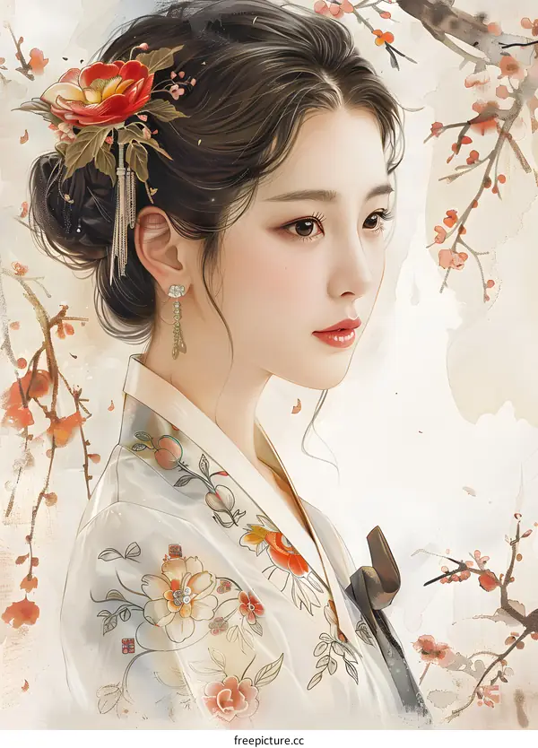 A beautiful Korean woman in traditional dress