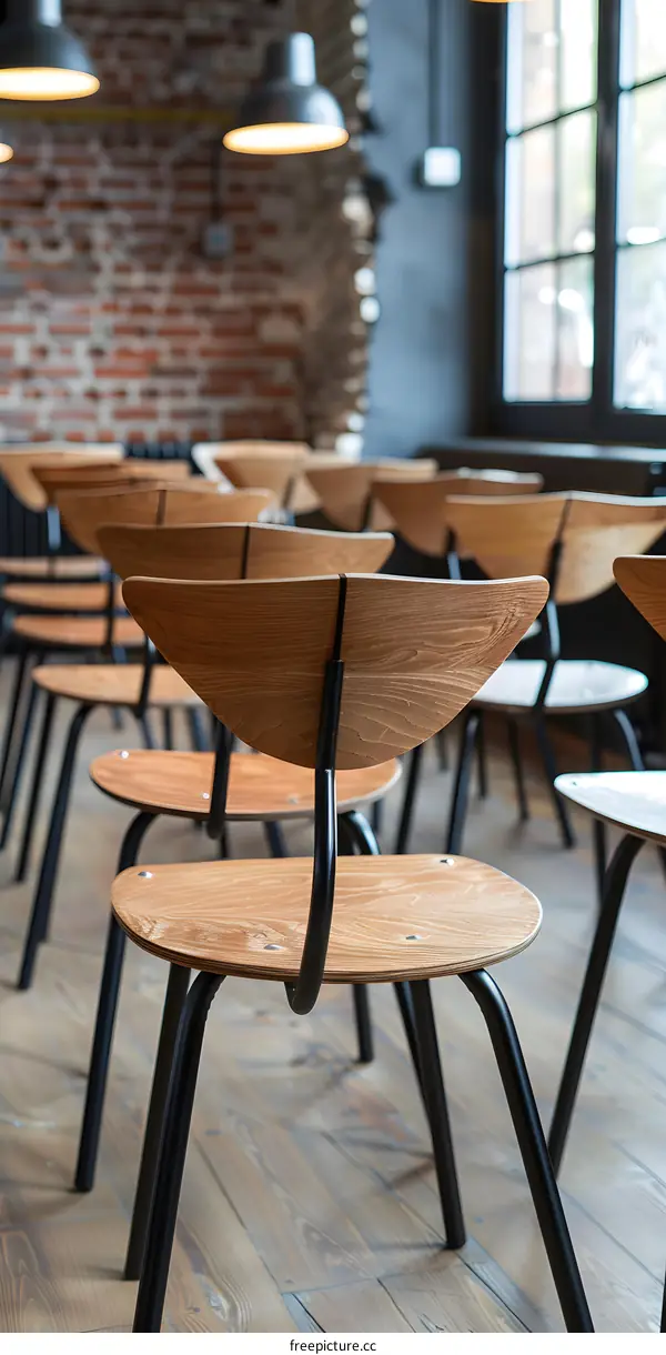 Wooden Chairs In Row  Interior Design