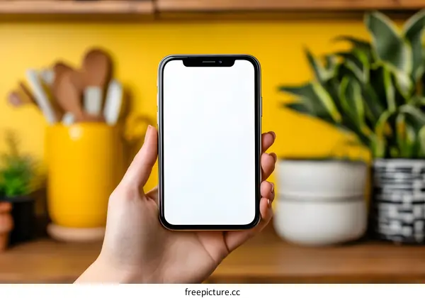 Hand Holding Smartphone With Blank Screen