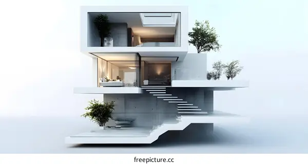 Modern Minimalist House Architectural Design Illustration