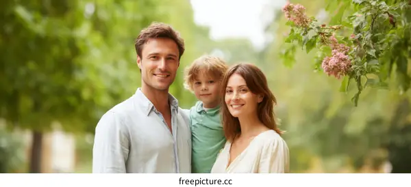 Happy Family Portrait in a Park