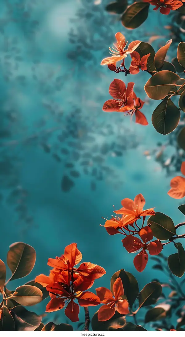 Orange Flowers Against a Blue Sky