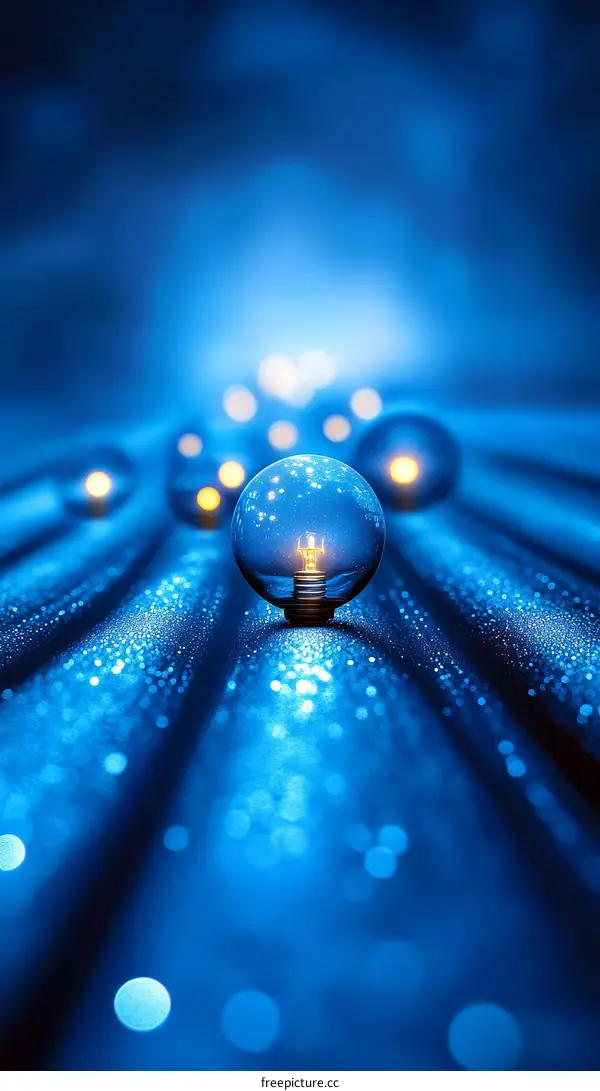 Abstract Blue Lightbulb Composition