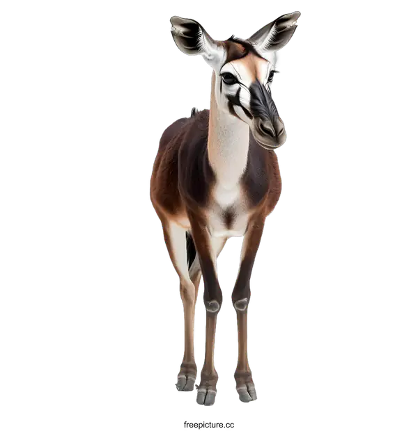 [Transparent Background PNG]Sitatunga Antelope Standing on White Background