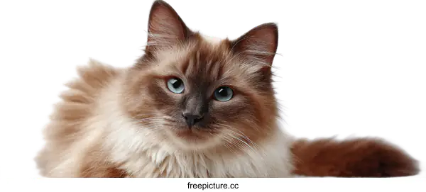[Transparent Background PNG]Close-up of a beautiful beige and brown cat