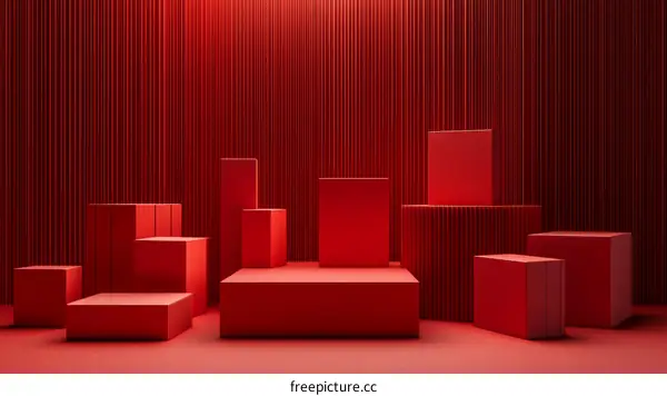 Red Geometric Shapes Display Showcase