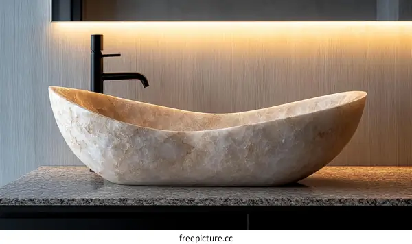 Modern Stone Bathroom Sink Detail