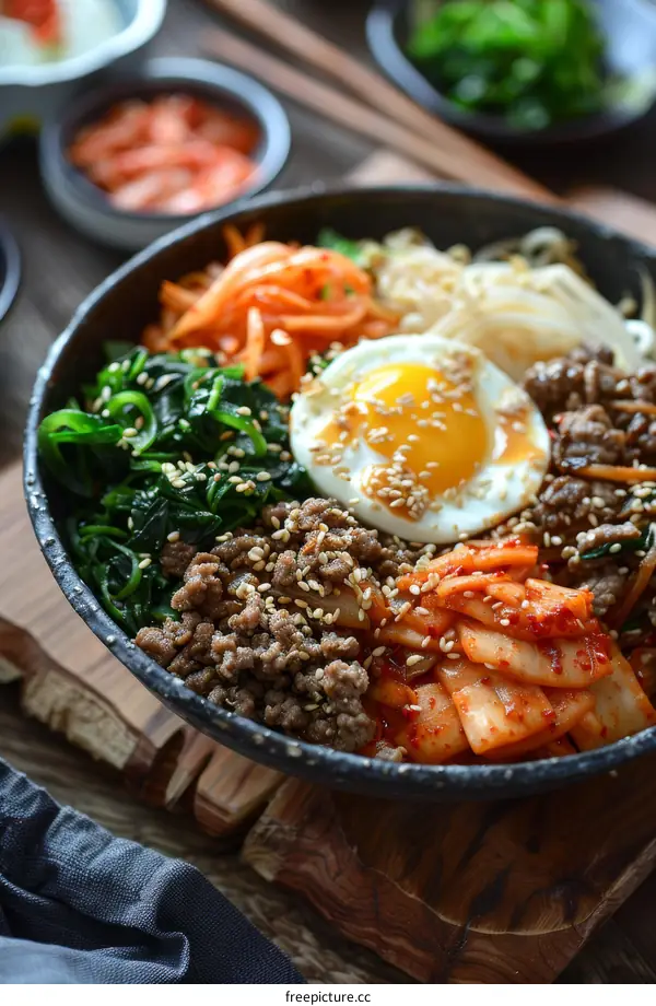 Korean Bibimbap: A Tasty Mix of Rice, Veggies, Beef, and Egg