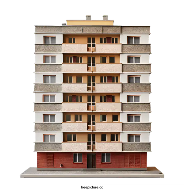 [Transparent Background PNG]Model of an Apartment Building with Multiple Floors
