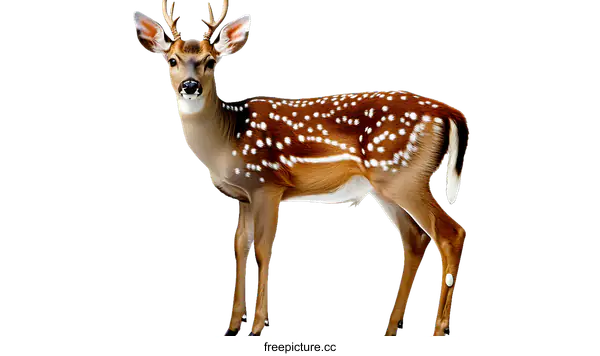 [Transparent Background PNG]Beautiful Spotted Deer Portrait Against a White Background