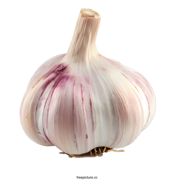 [Transparent Background PNG]Single Garlic Bulb Isolated on White Background