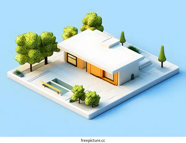 Minimalist House with Pool and Yard