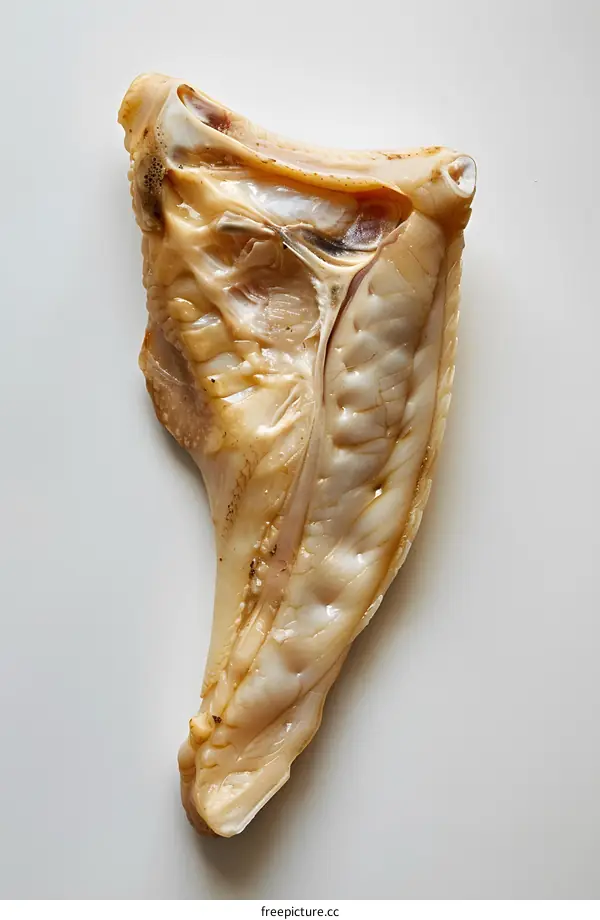 Close-up of fish bone on white background