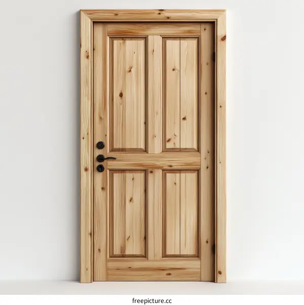 Classic Wooden Door on a White Wall