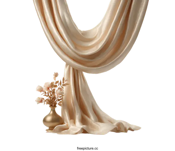 [Transparent Background PNG]Elegant Drapery with Decorative Vase
