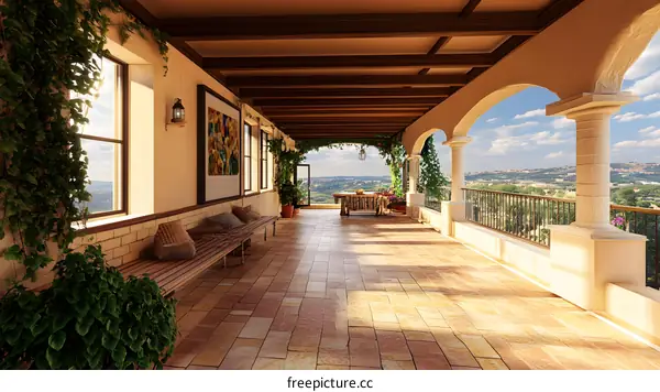 Mediterranean Style Patio With Archway And  Views