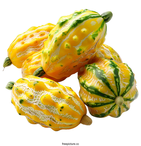 [Transparent Background PNG]Yellow and Green Striped Gourds