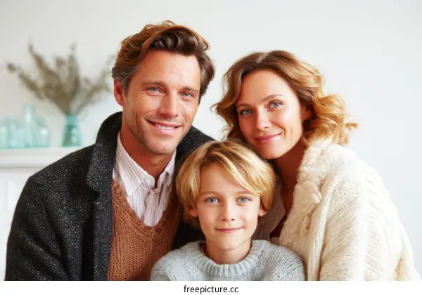 Happy Family Portrait in Cozy Interior