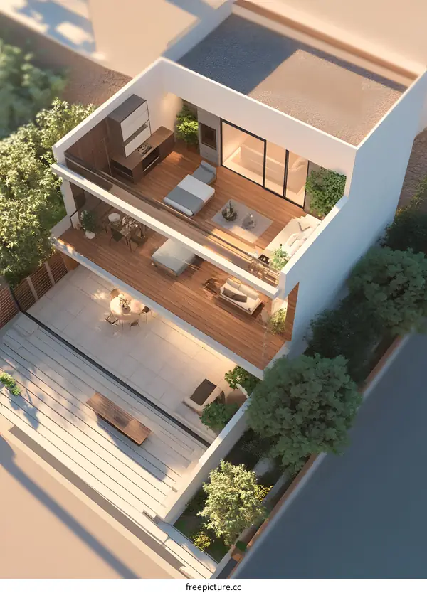 Modern House Design with Terrace and Garden