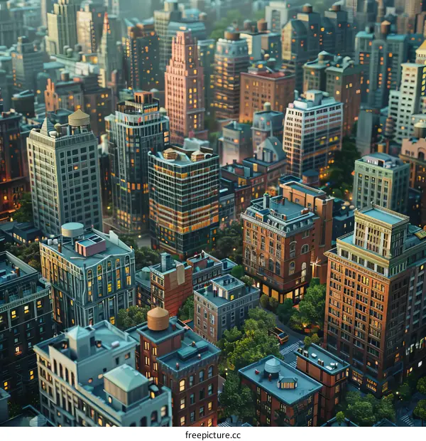 Cityscape Aerial View Illustration