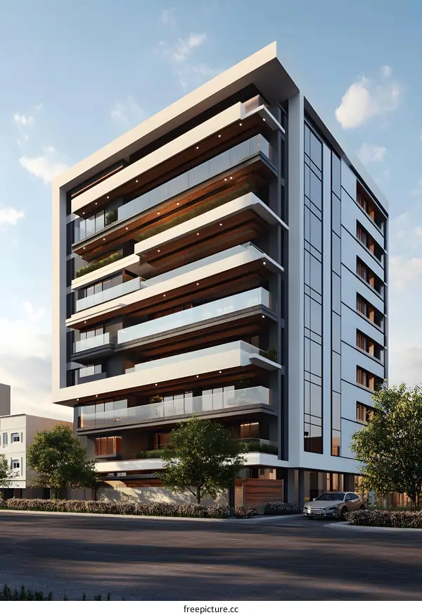 Modern Architecture Building Design with Balcony
