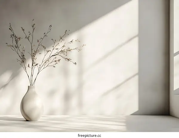 Minimalist Interior Design With Dried Flowers in a Vase