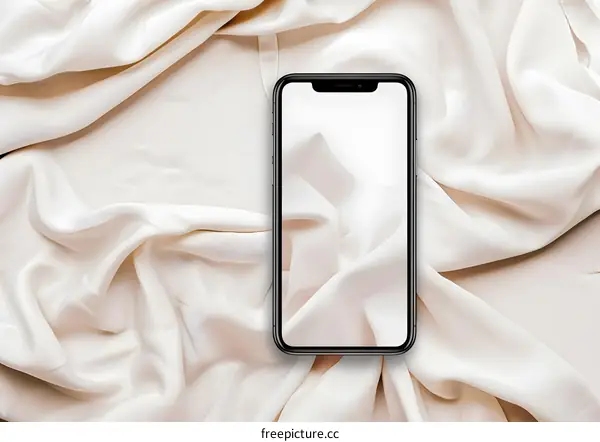 Minimalist Phone Mockup With White Fabric