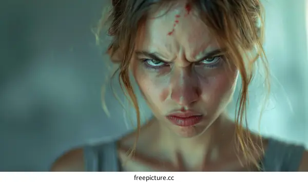 Closeup Angry Woman Portrait