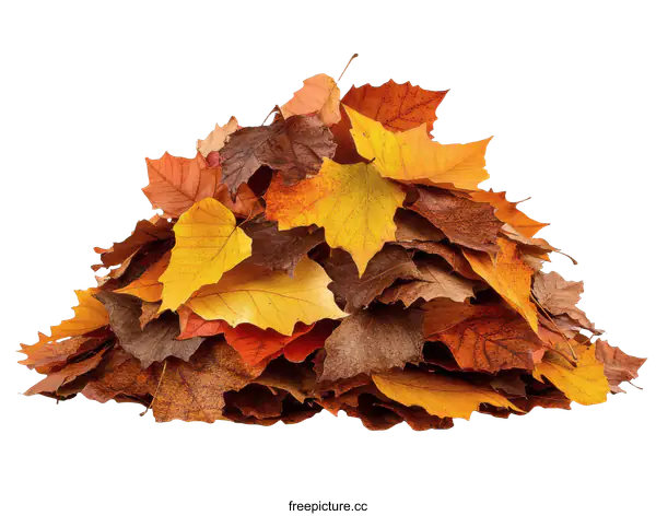 [Transparent Background PNG]Autumn Leaves Pile Isolated on White Background