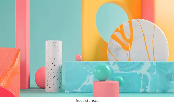 Abstract 3D Shapes in Pastel Colors