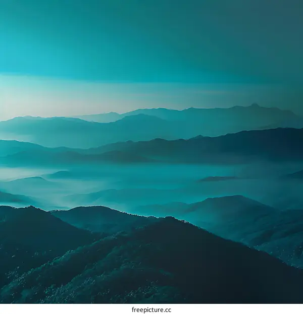 Layered Mountains in Blue Hues