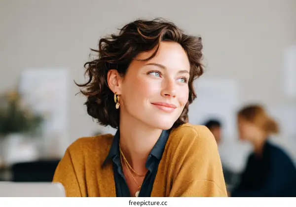 Thoughtful Business Woman in Meeting Room